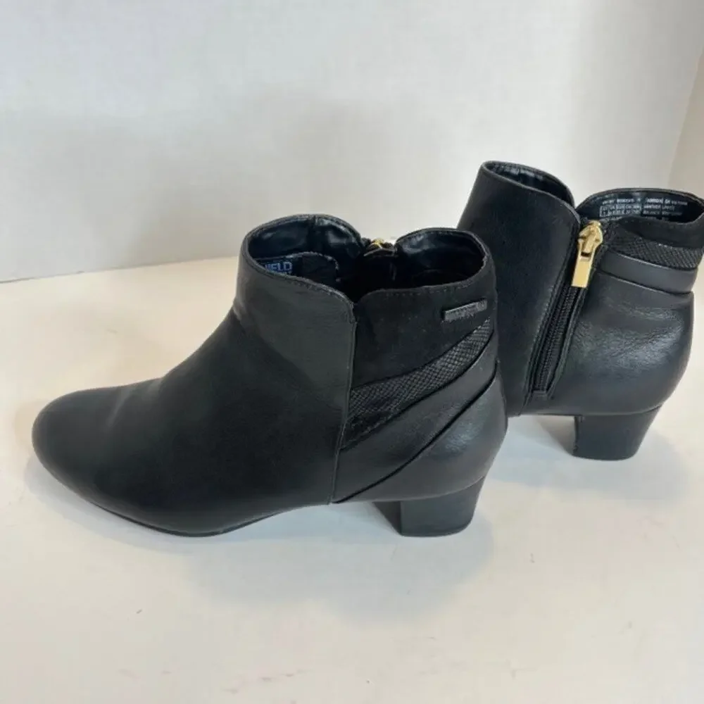 Rockport Total Motion Cherith Waterproof Black Leather Ankle Boots Women's 7